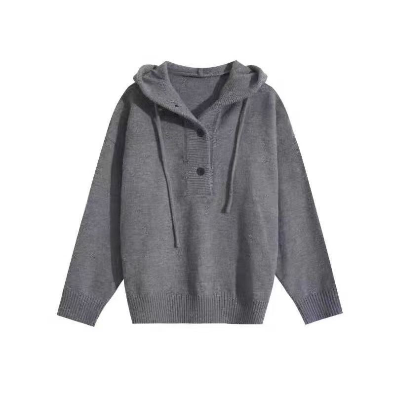 Relaxed Hooded Knit Cardigan & Wide-Leg Jeans Set