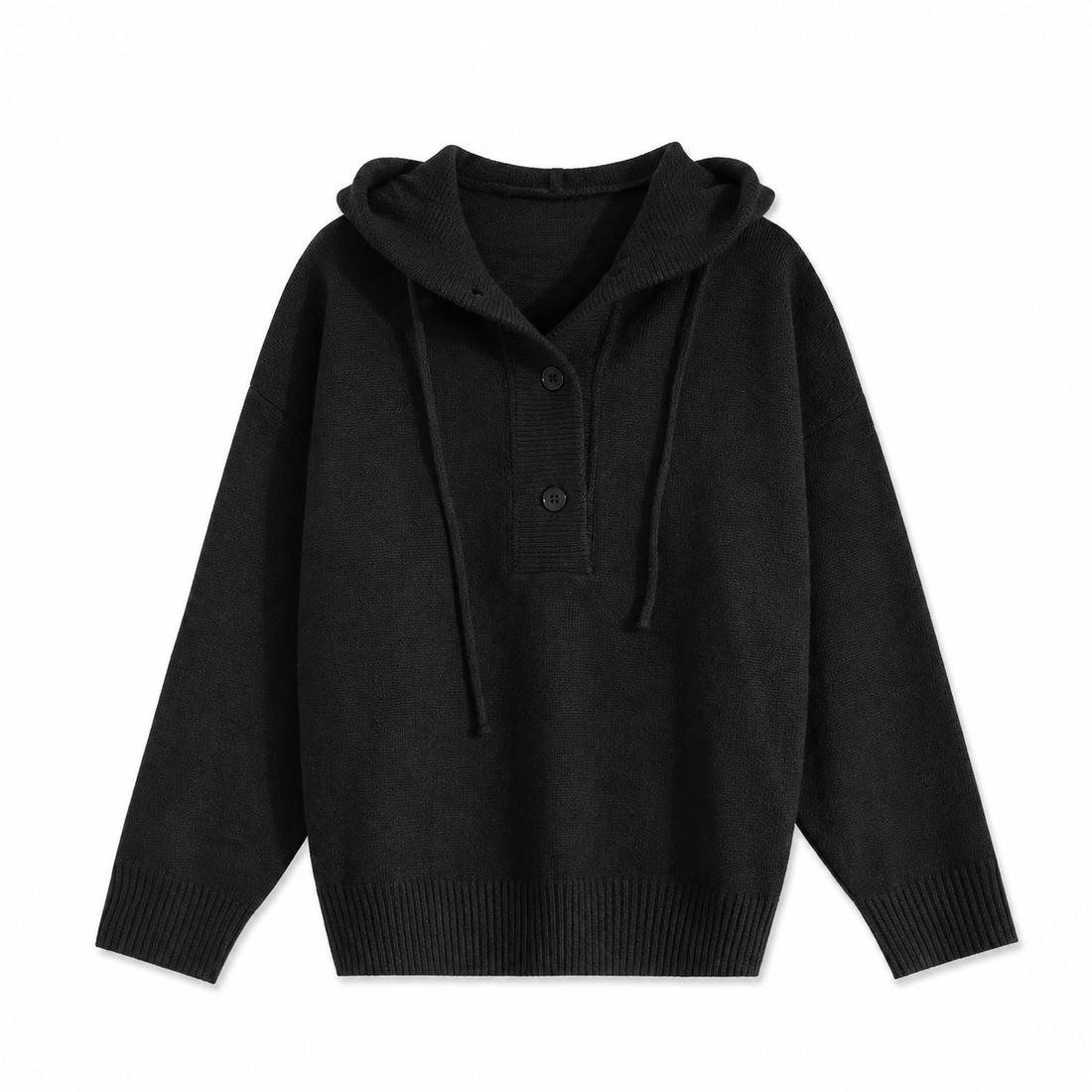Relaxed Hooded Knit Cardigan & Wide-Leg Jeans Set