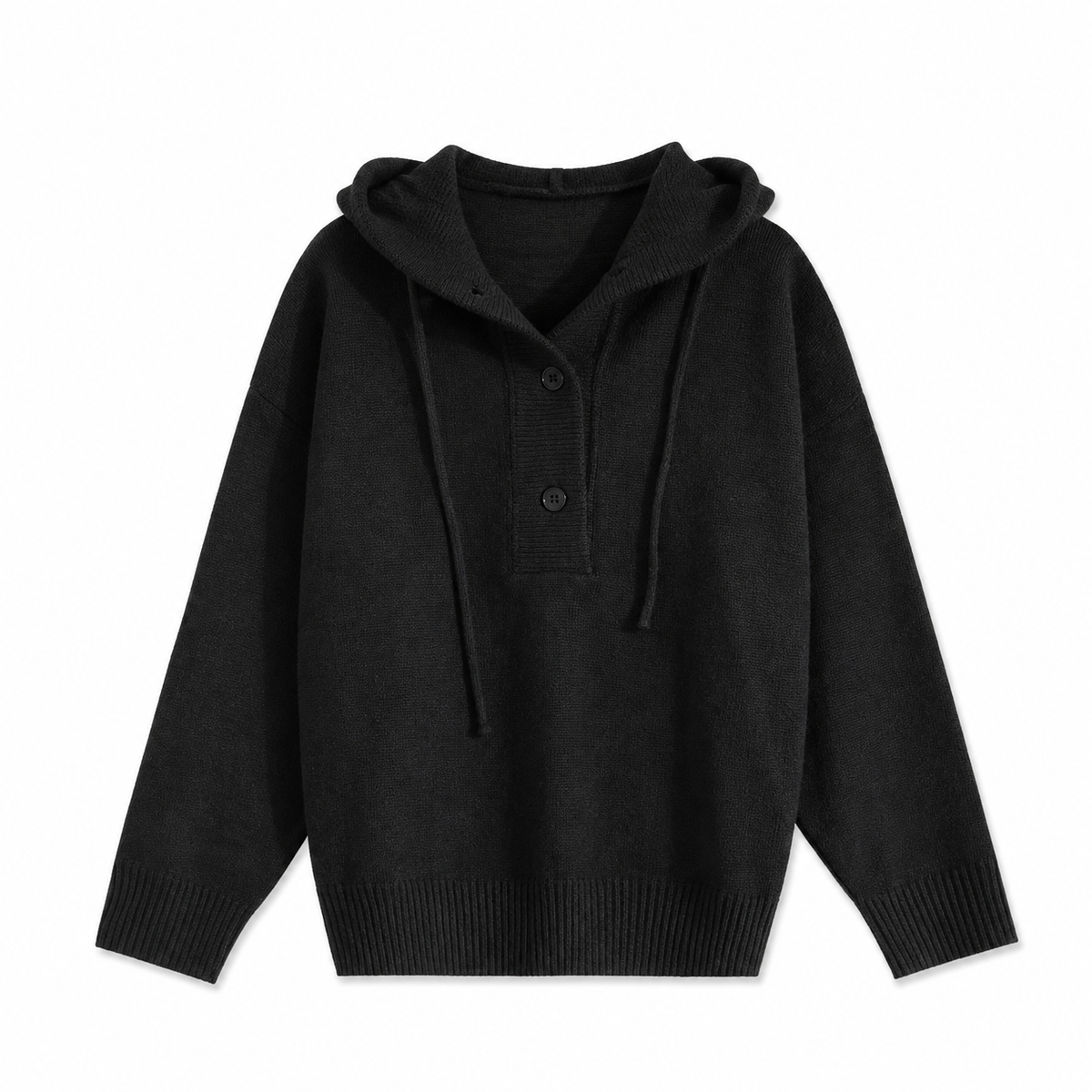Relaxed Hooded Knit Cardigan & Wide-Leg Jeans Set