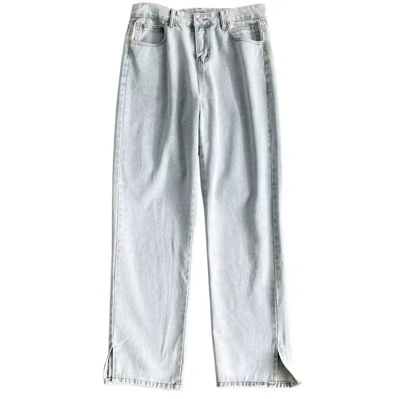 Quarter-Zip Pullover & Light Wash Wide-Leg Jeans Set